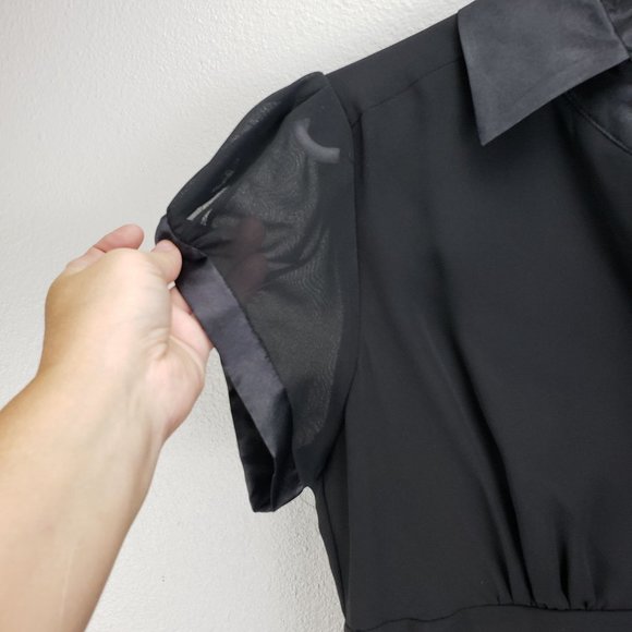 Robbie Bee Women's 10 Short Sleeve Black Collar Dress Wednesday Addams Gothic - Picture 4 of 14